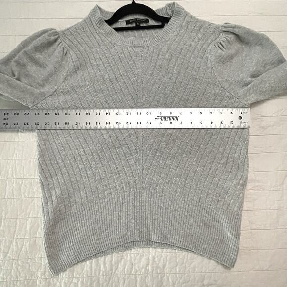 Kathy Ireland Sweater Women’s XL (Fits Small) Gray Ribbed Knit Puff Sleeve - EUC - Picture 5 of 8